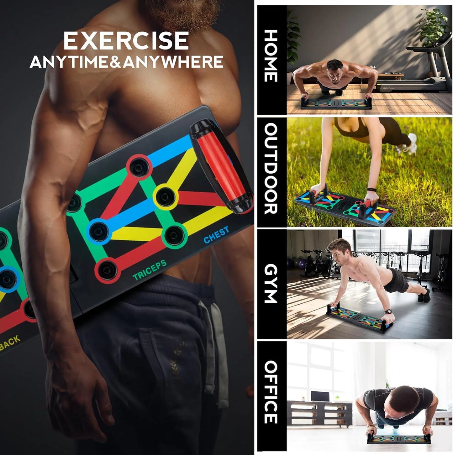 Foldable and Adjustable 12 in 1 Push-Up Board for Fitness and Muscles Training, Gift for Men and Women Gift for Boyfriend