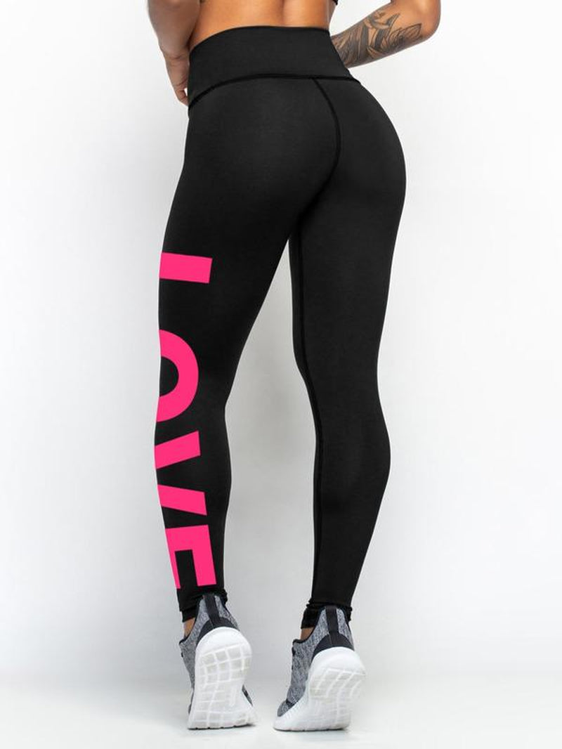 Printed "LOVE" High Waist Tummy Control Fitness Leggings